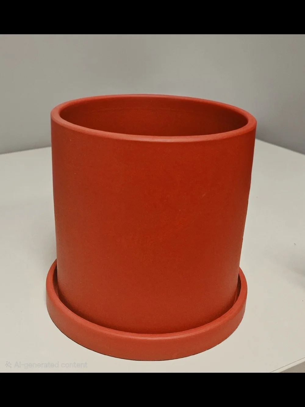 Red Ceramic Planter with Saucer